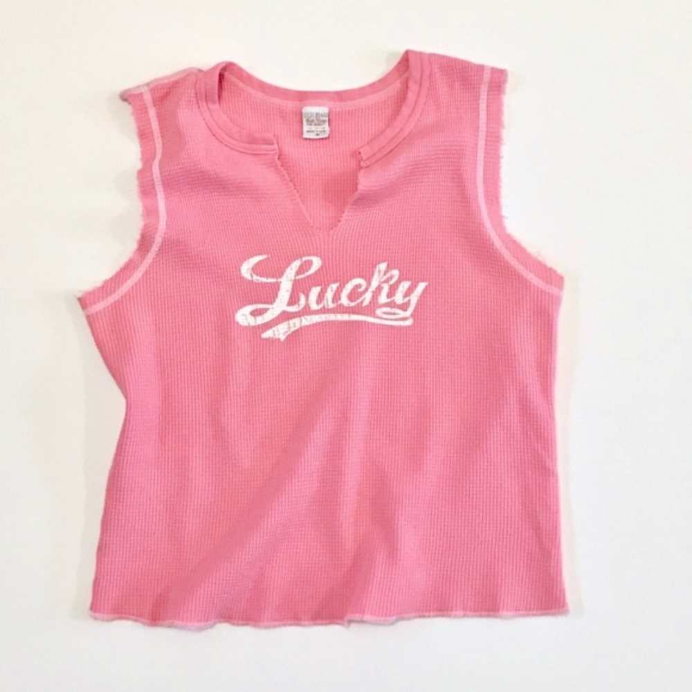 Lucky Brand Sleeveless Waffle Knit Pink Top